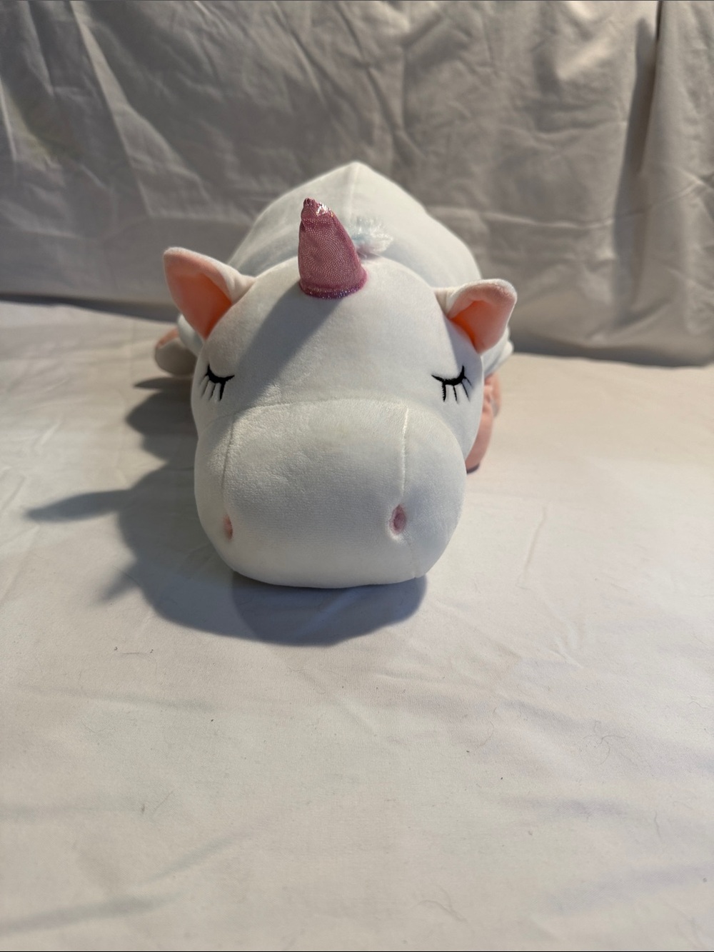 Plush White Unicorn flip able Pillow - turns into cow